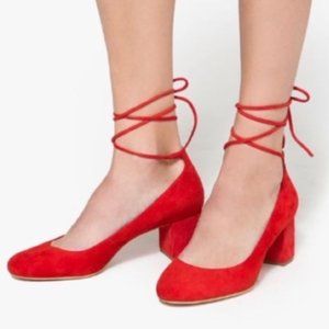 Loeffler Randall Red Clara Suede Heels - Gladiator